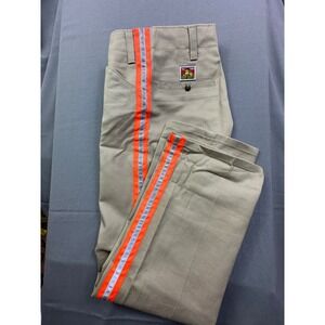 Vintage 90's Ben Davis Work Pants Khaki Orange Reflective Stripe CANVAS  Size 30